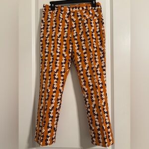 Anthropologie Orange Floral Pants- Size 8 Petite